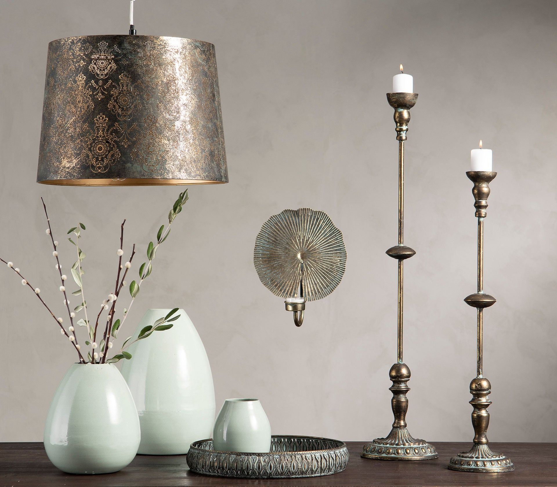 Taklampa Barock Svart/G Patina