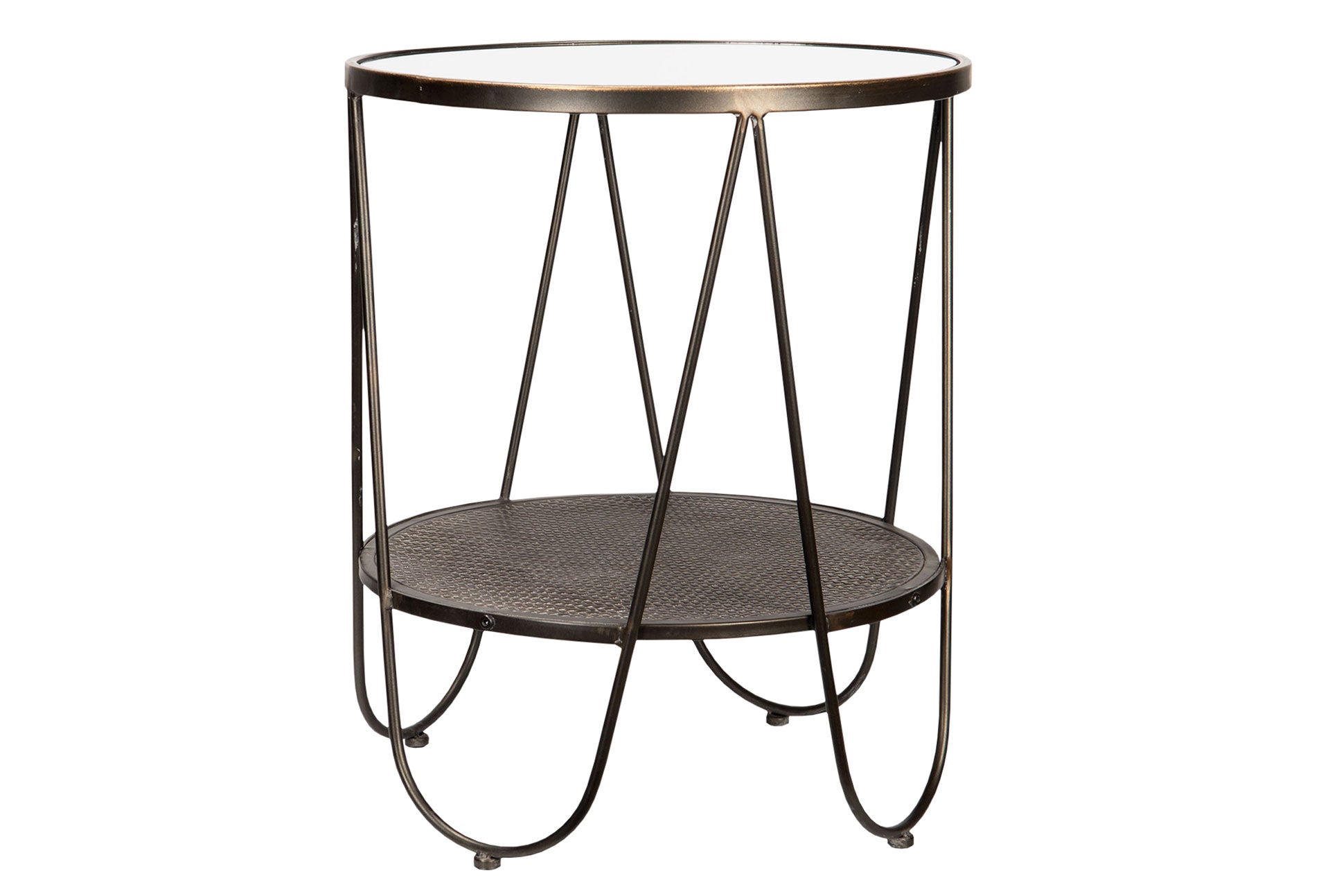 Bord Rund Spegel Antik Mässing