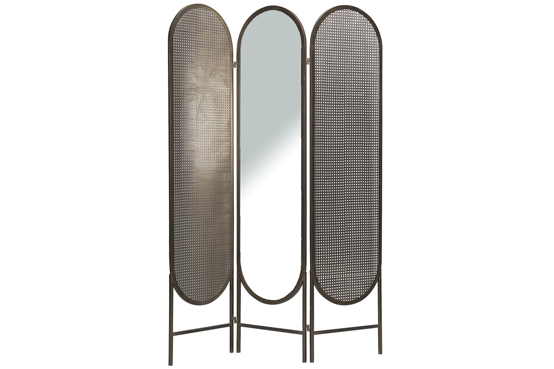 Skärmvägg Med Spegel Mässing