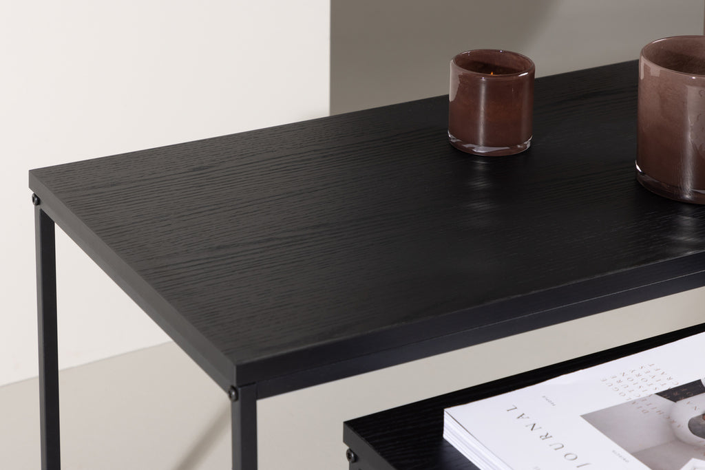 Staal Soffbord Bord 1: 43x100 cm Bord 2: 33x75cm Svart