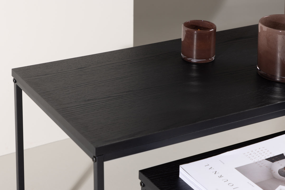 Staal Soffbord Bord 1: 43x100 cm Bord 2: 33x75cm Svart