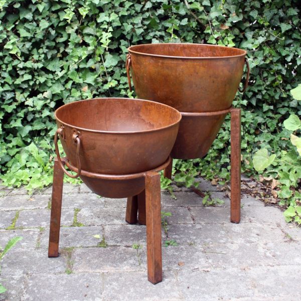 Rostig plantering med ben