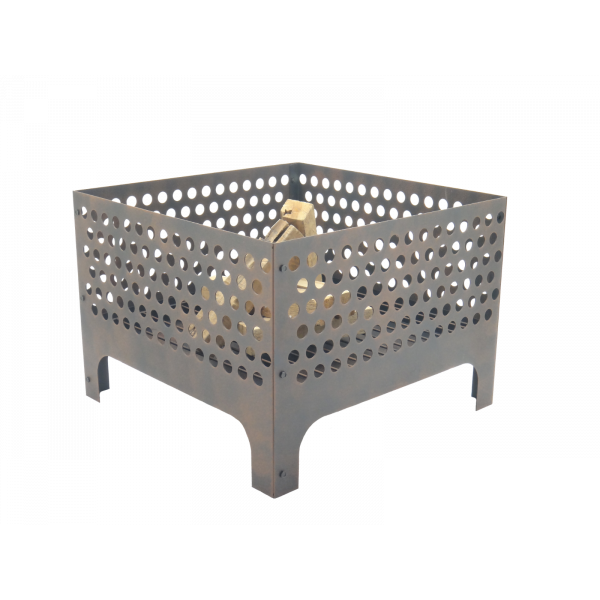 Eldstad i plåt låg