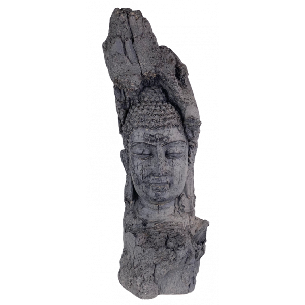 Buddha ur trädstam svart/grå