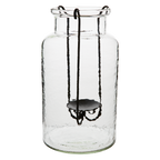 THOR Vas med ljushållare L, Klar/svart 2st