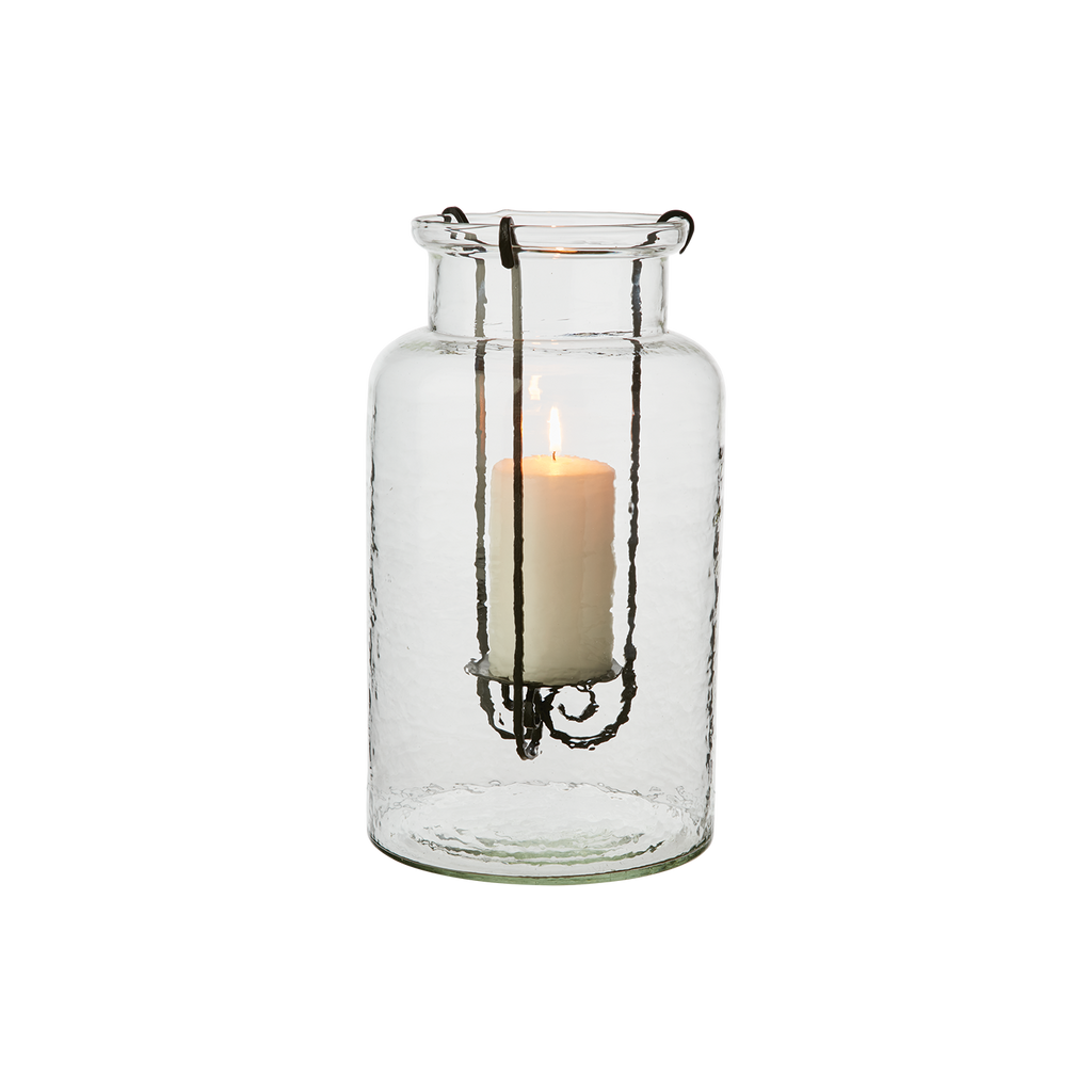 THOR Vas med ljushållare L, Klar/svart 2st