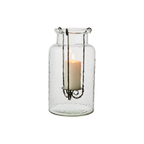 THOR Vas med ljushållare L, Klar/svart 2st