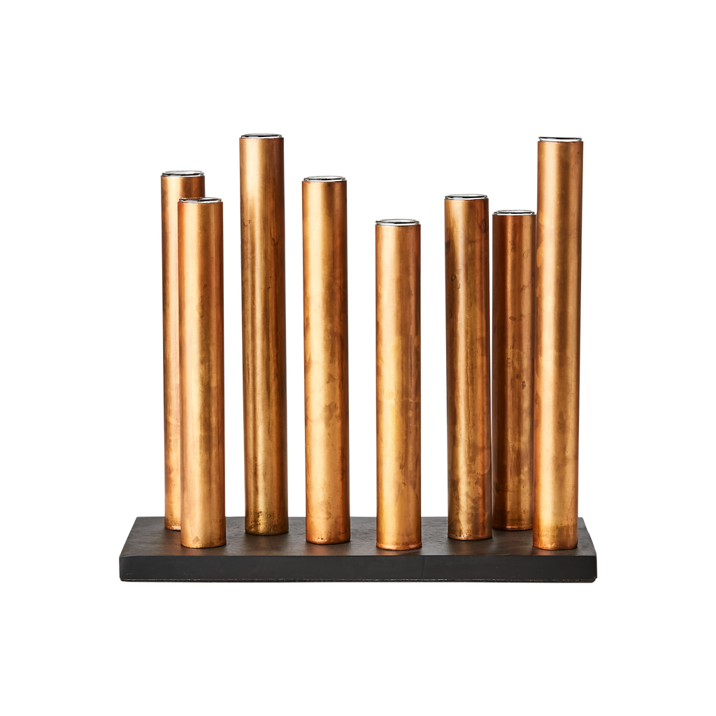 PIPER Ljusstake/vas, Kopparfärgad/svart