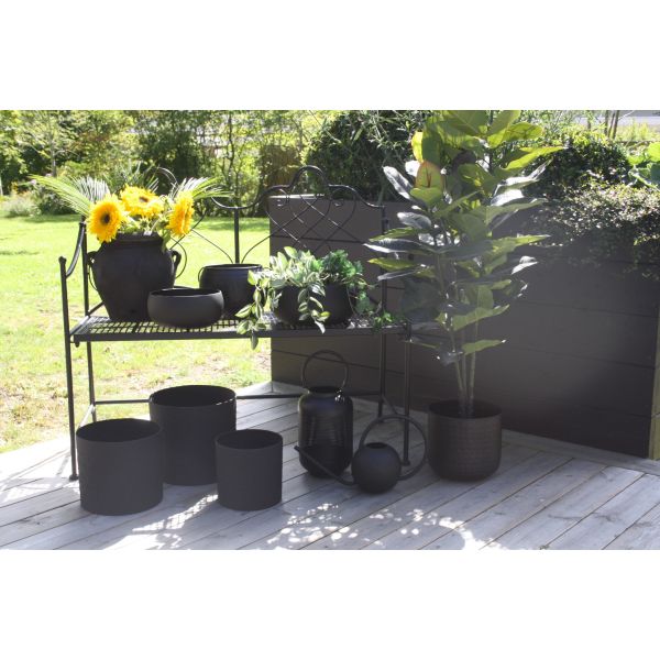 Bänk med ryggstöd svart