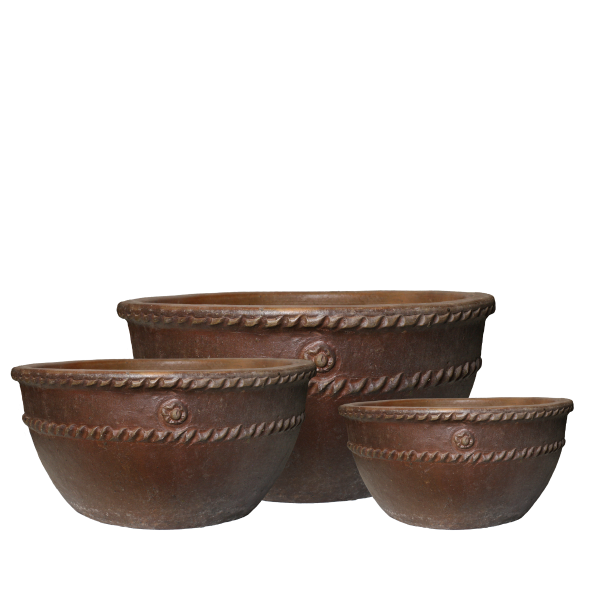 Krukor s/3 keramik brun bård