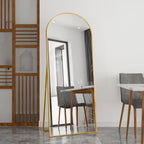 Comanlai Bågformad Golvspegel 180×80 cm Aluminium – Guld & Svart Hel Kropp