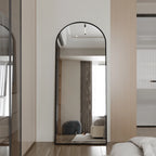 Comanlai Bågformad Golvspegel 180×80 cm Aluminium – Guld & Svart Hel Kropp