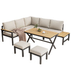4-delat Loungeset – Hörnsoffa & Matbord
