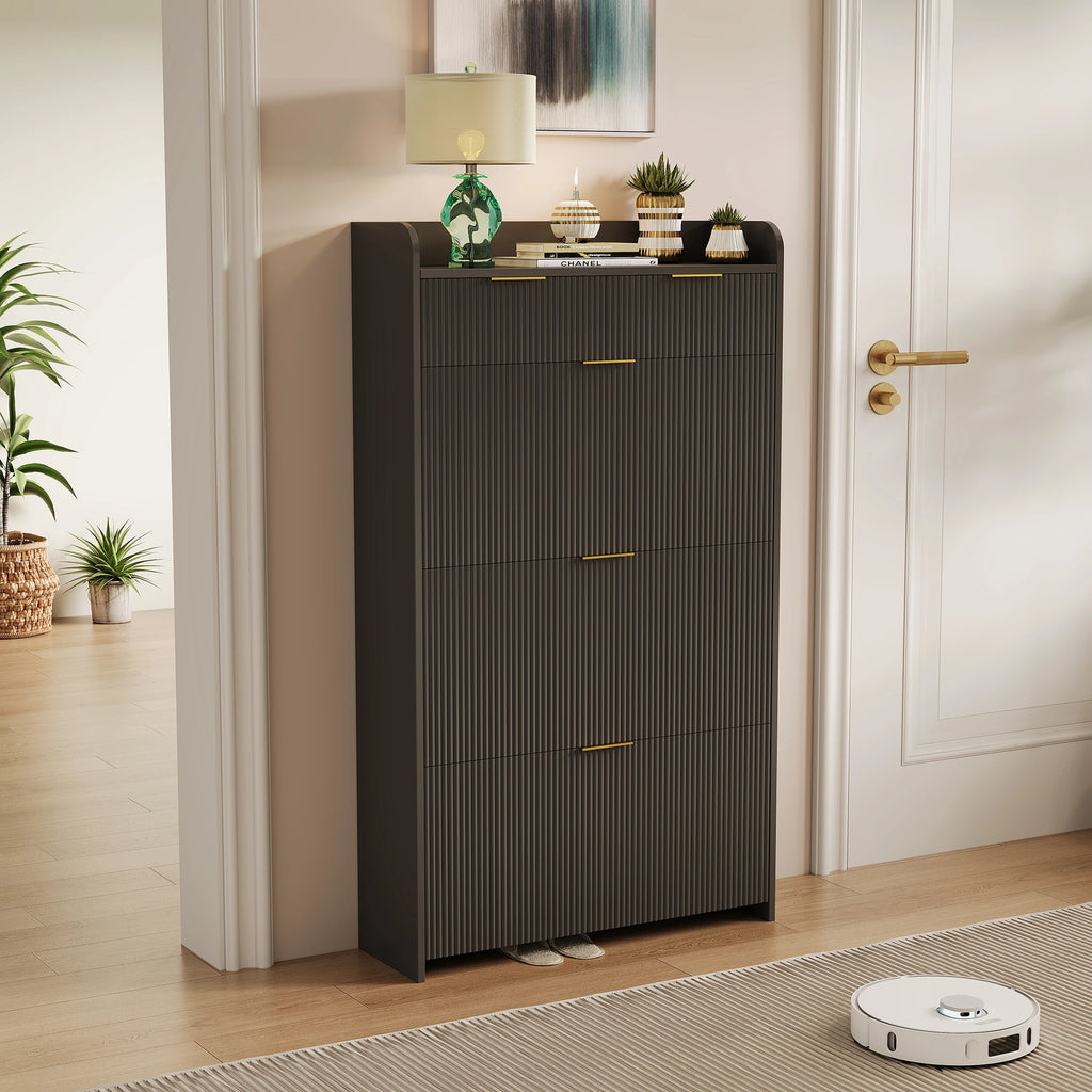 Superaly Skoskåp 2 Lådor & 3 Flakar 76,6×24×133,5 cm – Entré Vardagsrumsförvaring