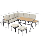 4-delat Loungeset – Hörnsoffa & Matbord