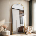 Comanlai Bågformad Golvspegel 180×80 cm Aluminium – Guld & Svart Hel Kropp