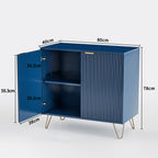 Matsal & Vardagsrum Sideboard Mörkblå – 2-Dörrars Träskåp med Hyllor & Metallben