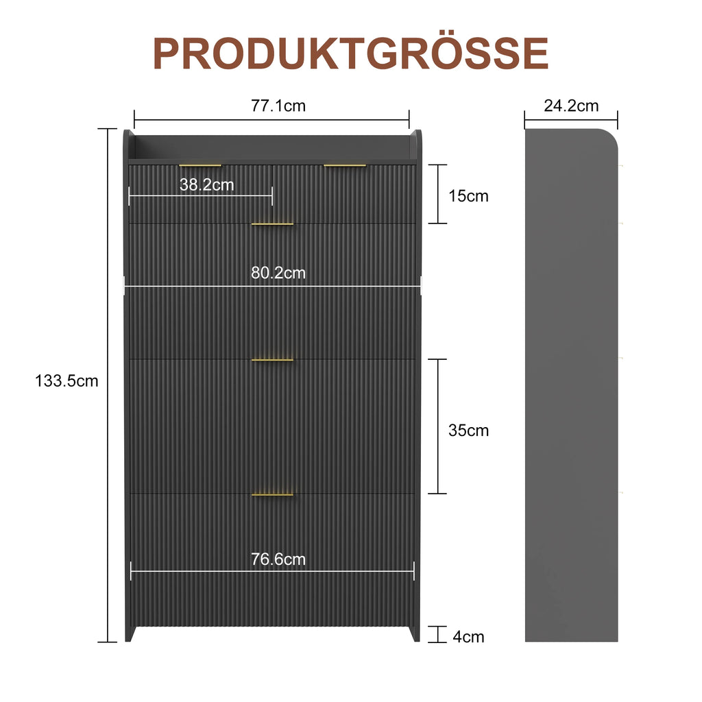 Superaly Skoskåp 2 Lådor & 3 Flakar 76,6×24×133,5 cm – Entré Vardagsrumsförvaring