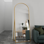 Comanlai Bågformad Golvspegel 180×80 cm Aluminium – Guld & Svart Hel Kropp