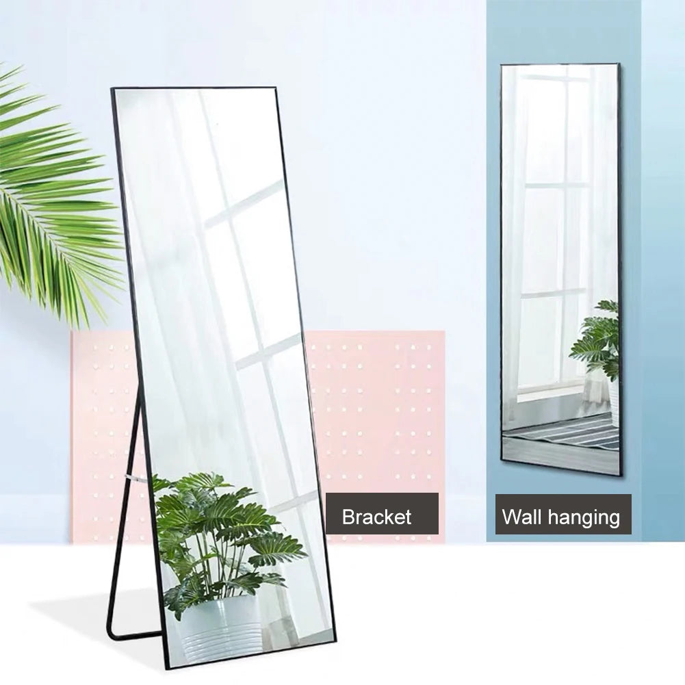 Vertikal Helkroppsspegel Aluminiumram – Guld & Svart Härdat Glas Hall & Sovrum