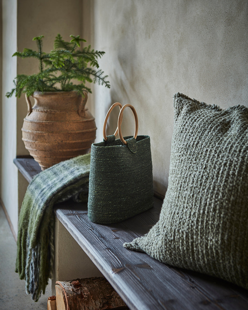 FRASSE Filt, Grön/svart/vit 2st