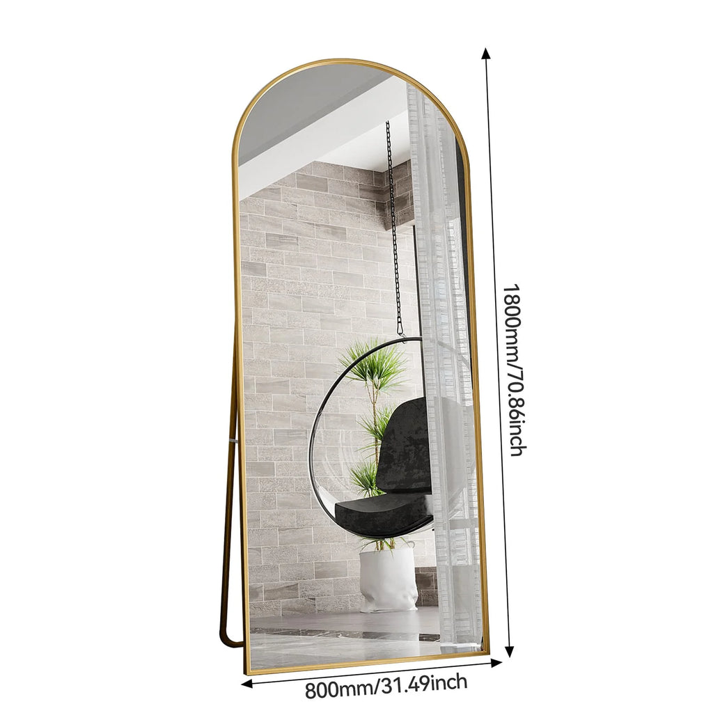 MINGZHE Vertikal Helkroppsspegel Aluminiumram – Guld & Svart Hall & Sovrum