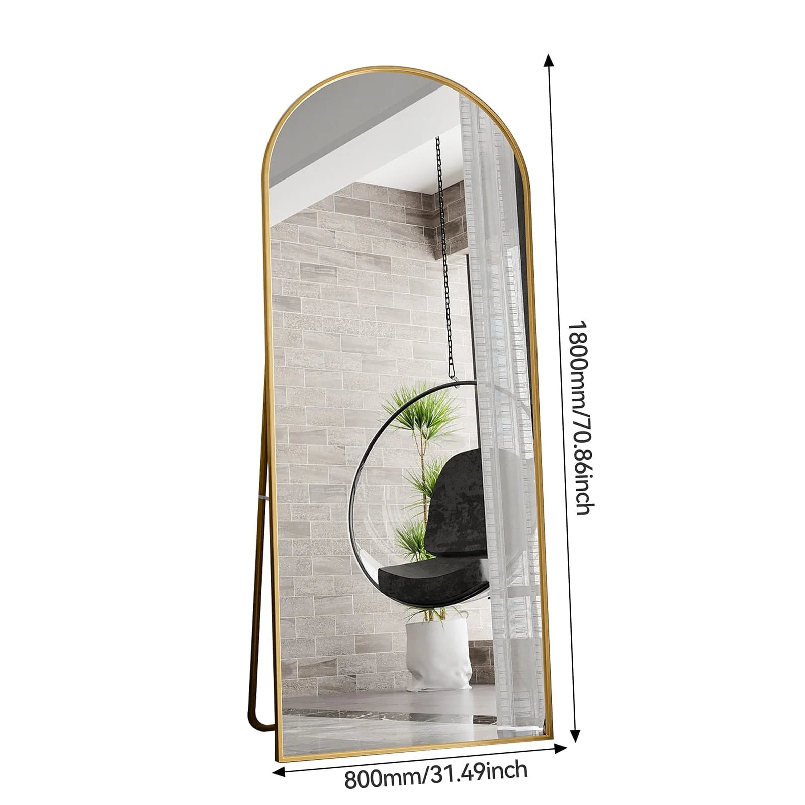 MINGZHE Vertikal Helkroppsspegel Aluminiumram – Guld & Svart Hall & Sovrum