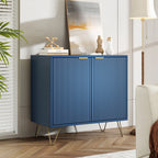 Matsal & Vardagsrum Sideboard Mörkblå – 2-Dörrars Träskåp med Hyllor & Metallben