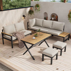4-delat Loungeset – Hörnsoffa & Matbord