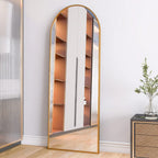 MINGZHE Vertikal Helkroppsspegel Aluminiumram – Guld & Svart Hall & Sovrum