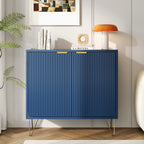Matsal & Vardagsrum Sideboard Mörkblå – 2-Dörrars Träskåp med Hyllor & Metallben