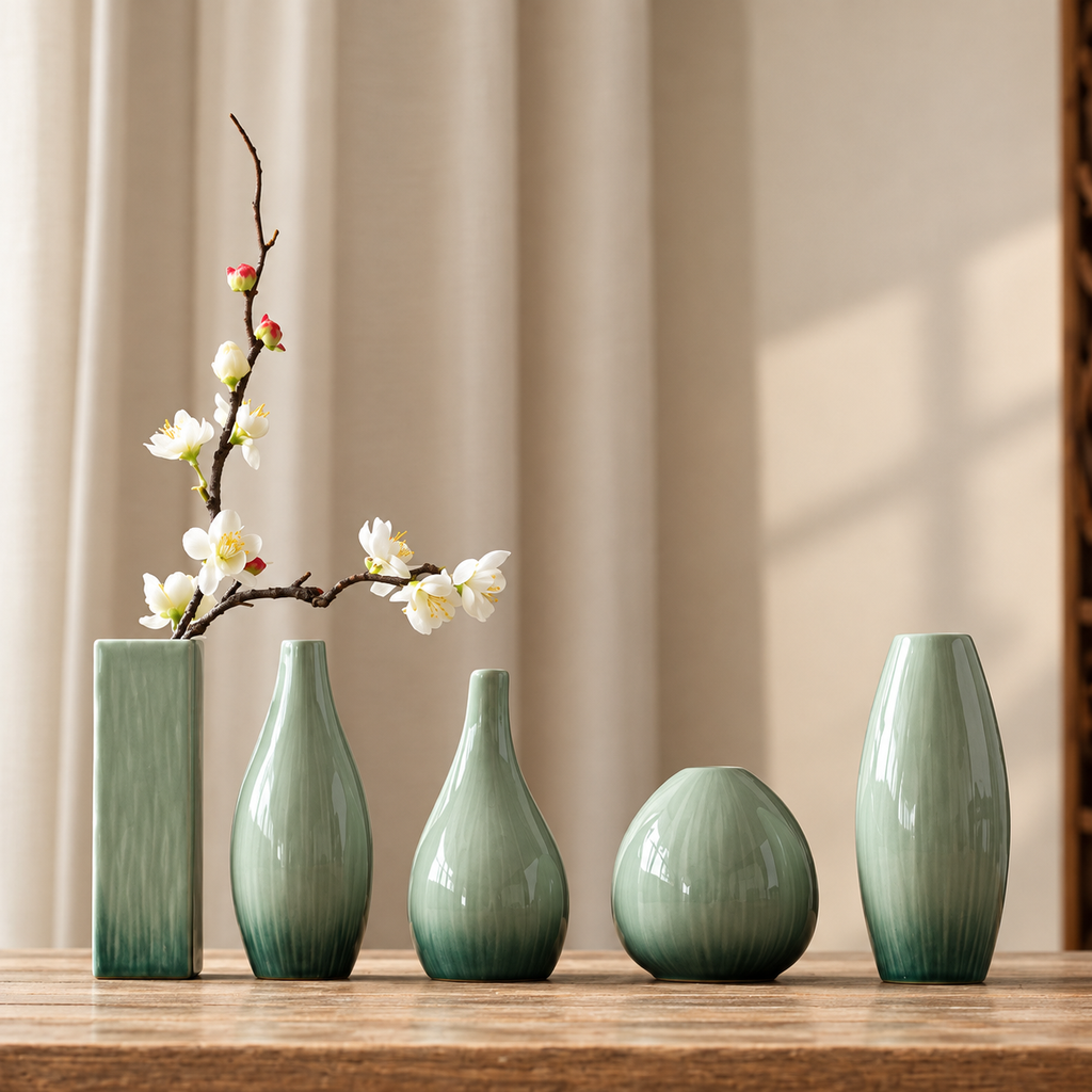 Elegant keramisk vas – dekorativ liten blomvas för vardagsrum, matbord och hydroponiska växter