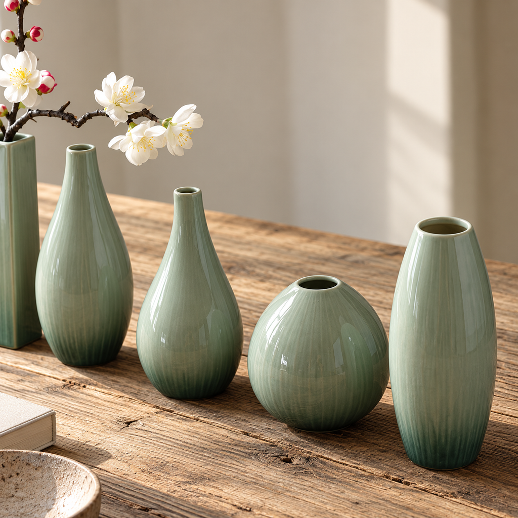 Elegant keramisk vas – dekorativ liten blomvas för vardagsrum, matbord och hydroponiska växter