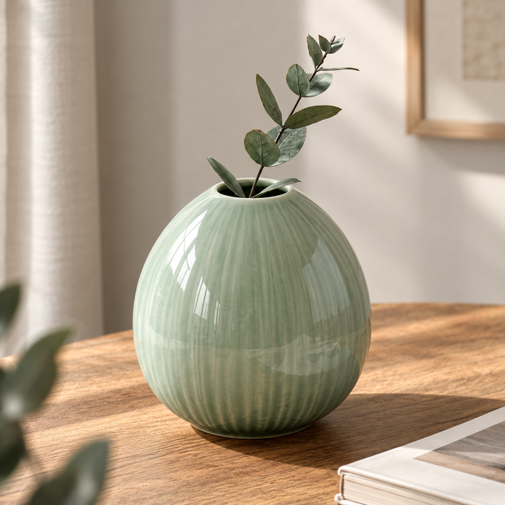 Elegant keramisk vas – dekorativ liten blomvas för vardagsrum, matbord och hydroponiska växter
