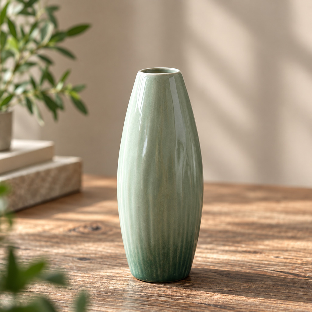 Elegant keramisk vas – dekorativ liten blomvas för vardagsrum, matbord och hydroponiska växter