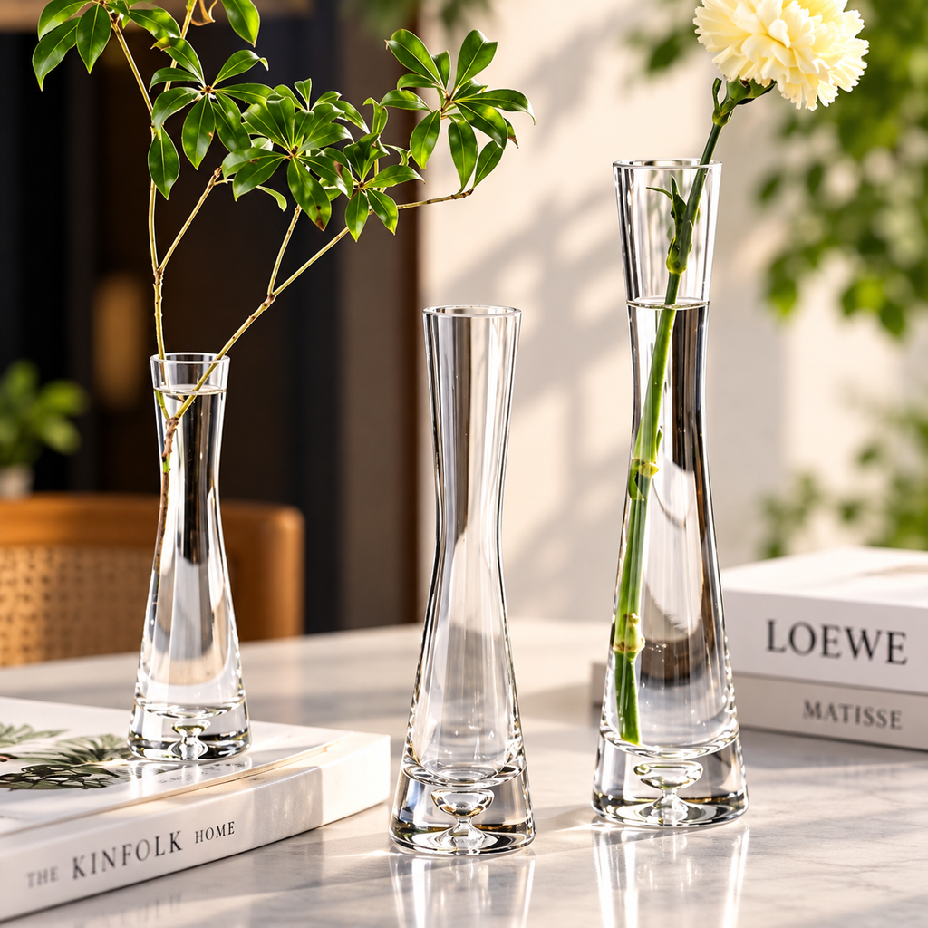 Elegant glasvas – modern dekorationsvas för blommor, kvistar och hydroponiska växter