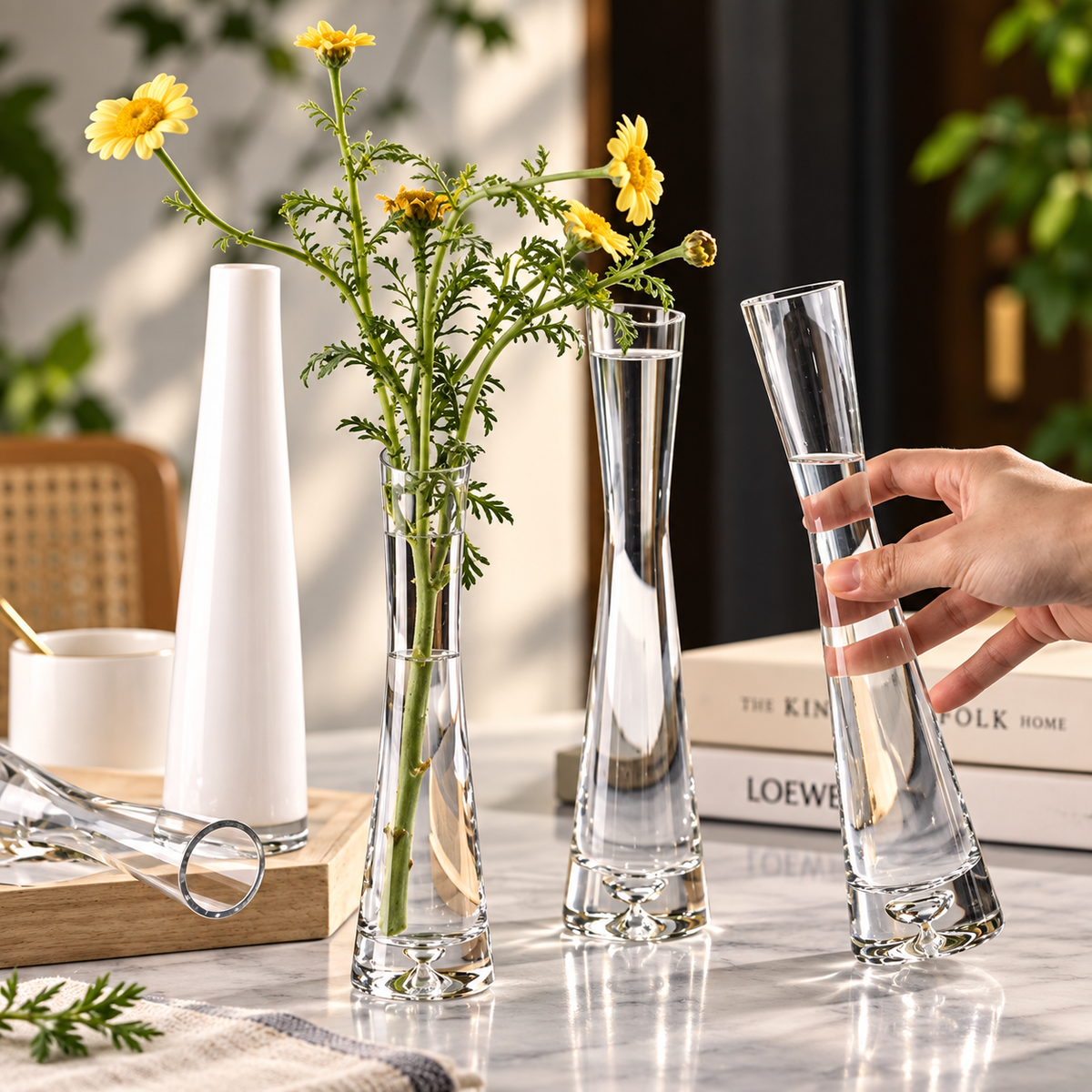 Elegant glasvas – modern dekorationsvas för blommor, kvistar och hydroponiska växter