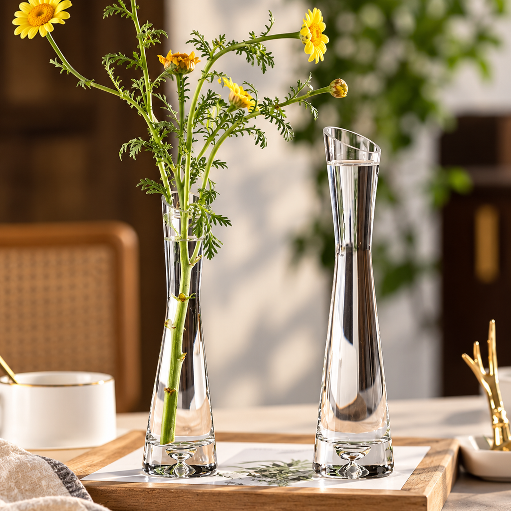 Elegant glasvas – modern dekorationsvas för blommor, kvistar och hydroponiska växter