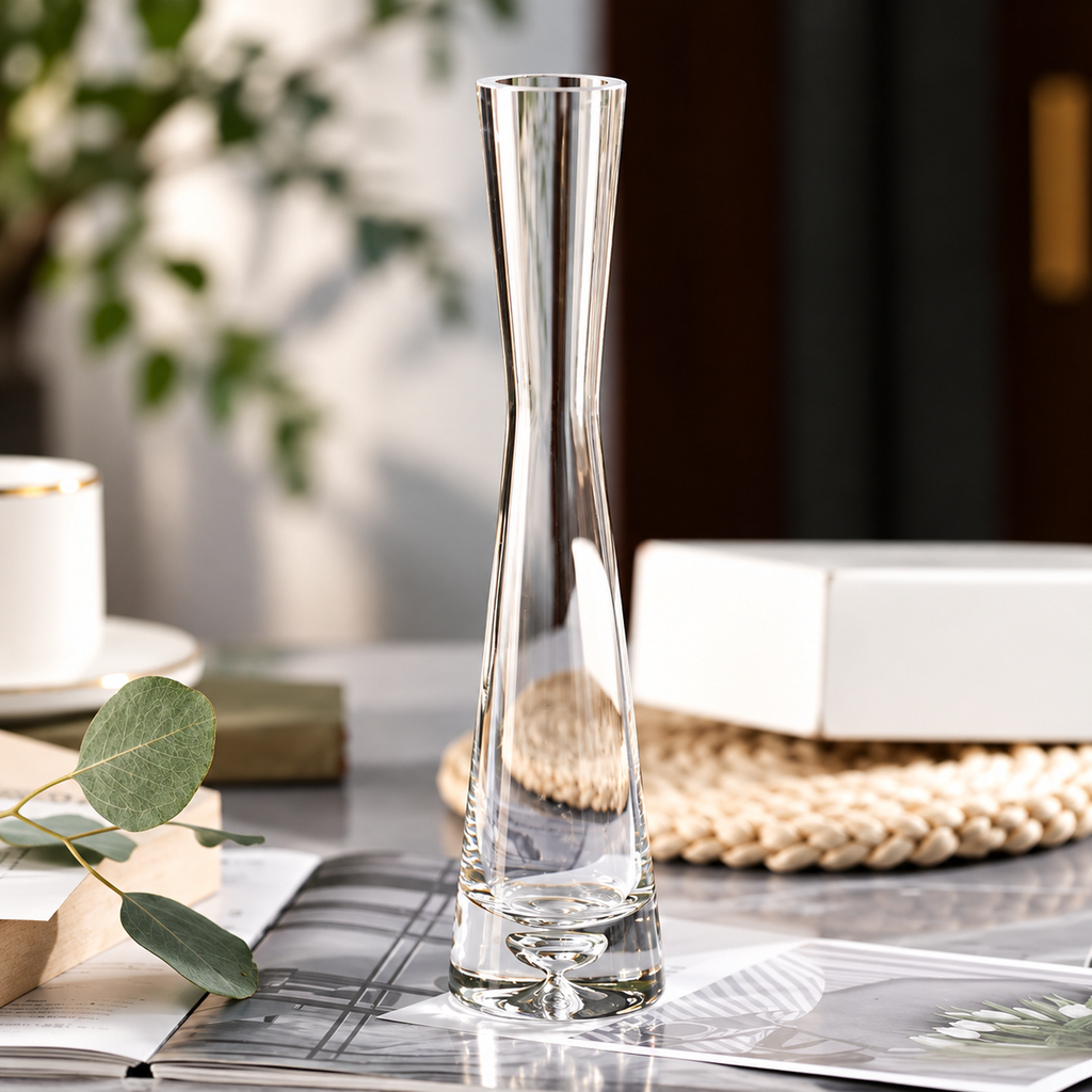 Elegant glasvas – modern dekorationsvas för blommor, kvistar och hydroponiska växter
