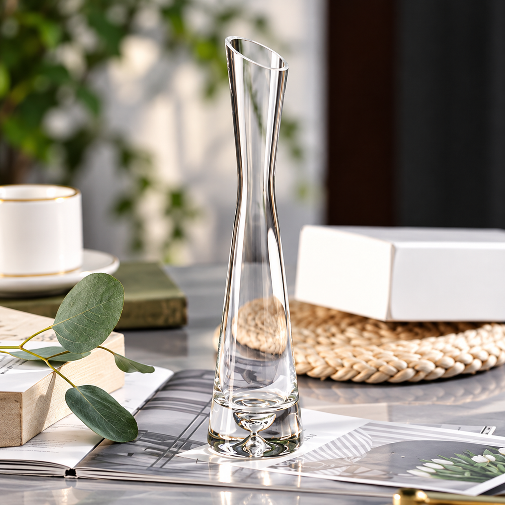 Elegant glasvas – modern dekorationsvas för blommor, kvistar och hydroponiska växter