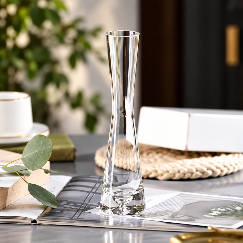 Elegant glasvas – modern dekorationsvas för blommor, kvistar och hydroponiska växter