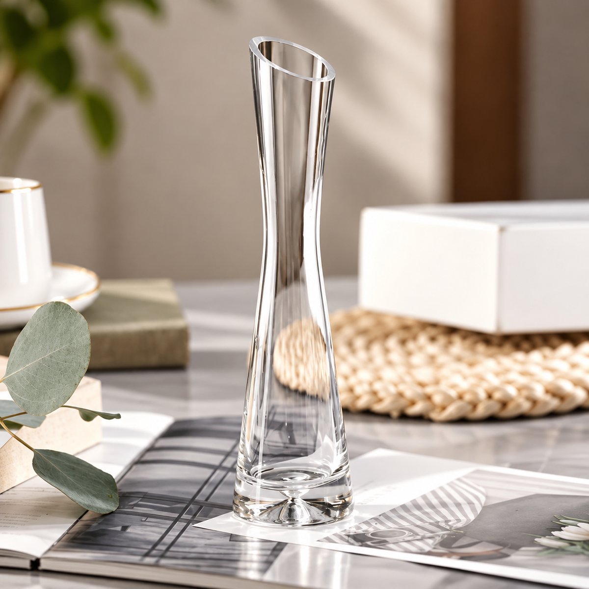 Elegant glasvas – modern dekorationsvas för blommor, kvistar och hydroponiska växter