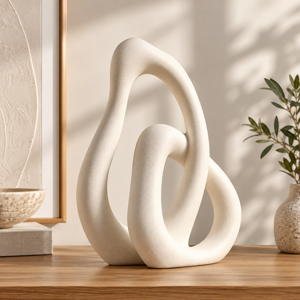 Abstrakt keramisk vas i nordisk design – dekorativ vas för pampasgräs, torkade blommor och modern heminredning