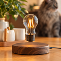 Magnetisk svävande LED-lampa i trä – kreativ bordslampa med flytande glödlampa och touchkontroll