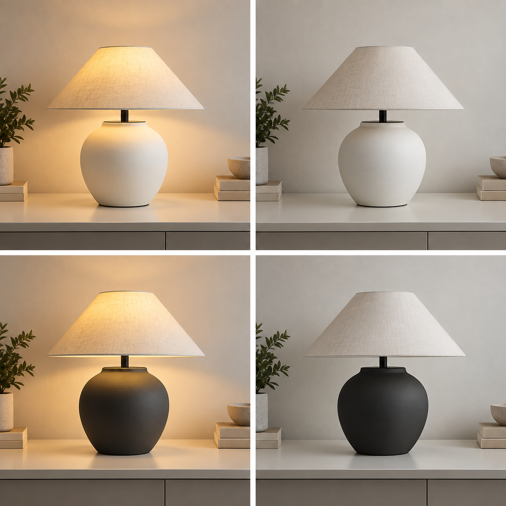 Keramisk bordslampa med svart skärm