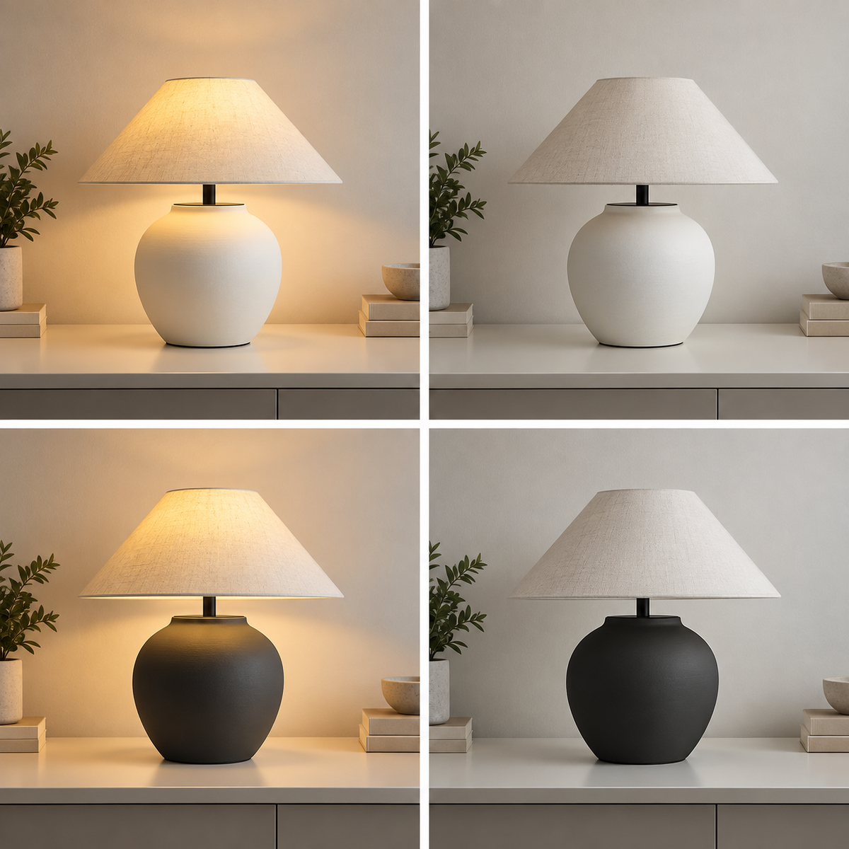 Keramisk bordslampa med svart skärm