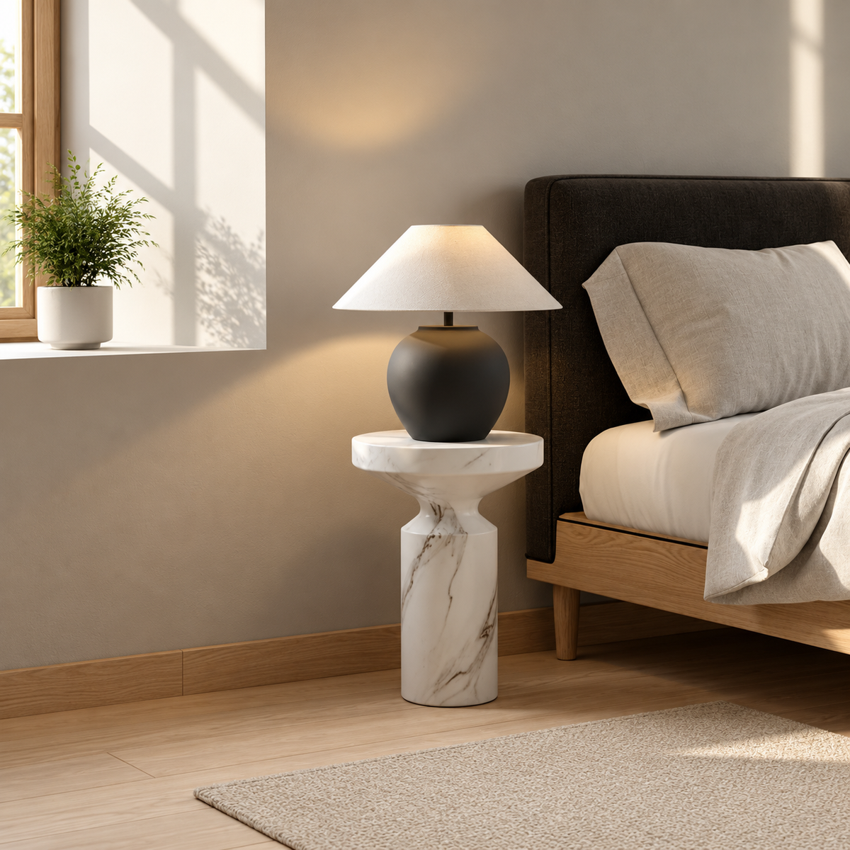 Keramisk bordslampa i japansk wabi-sabi-stil