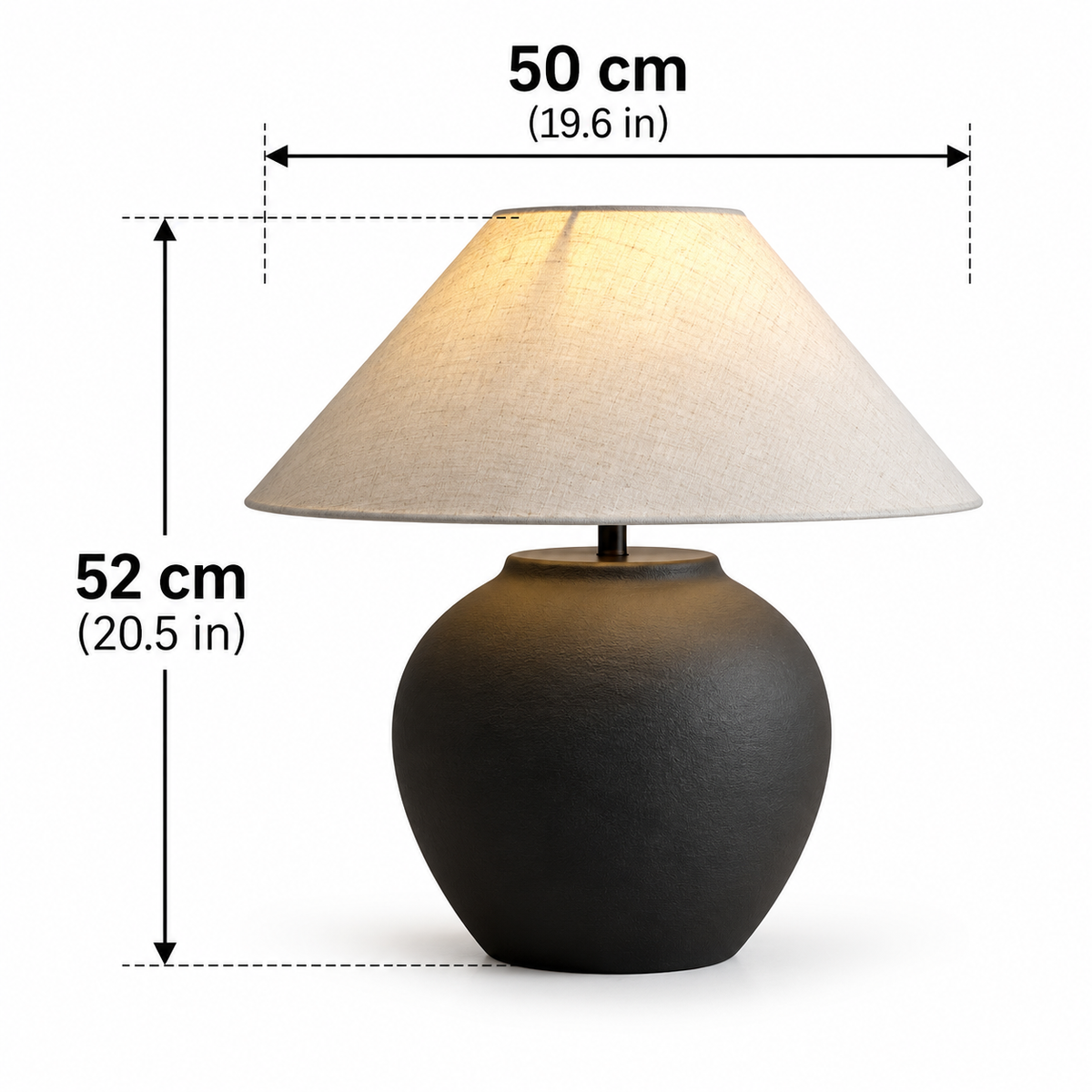 Stor keramisk bordslampa med varmt ljus