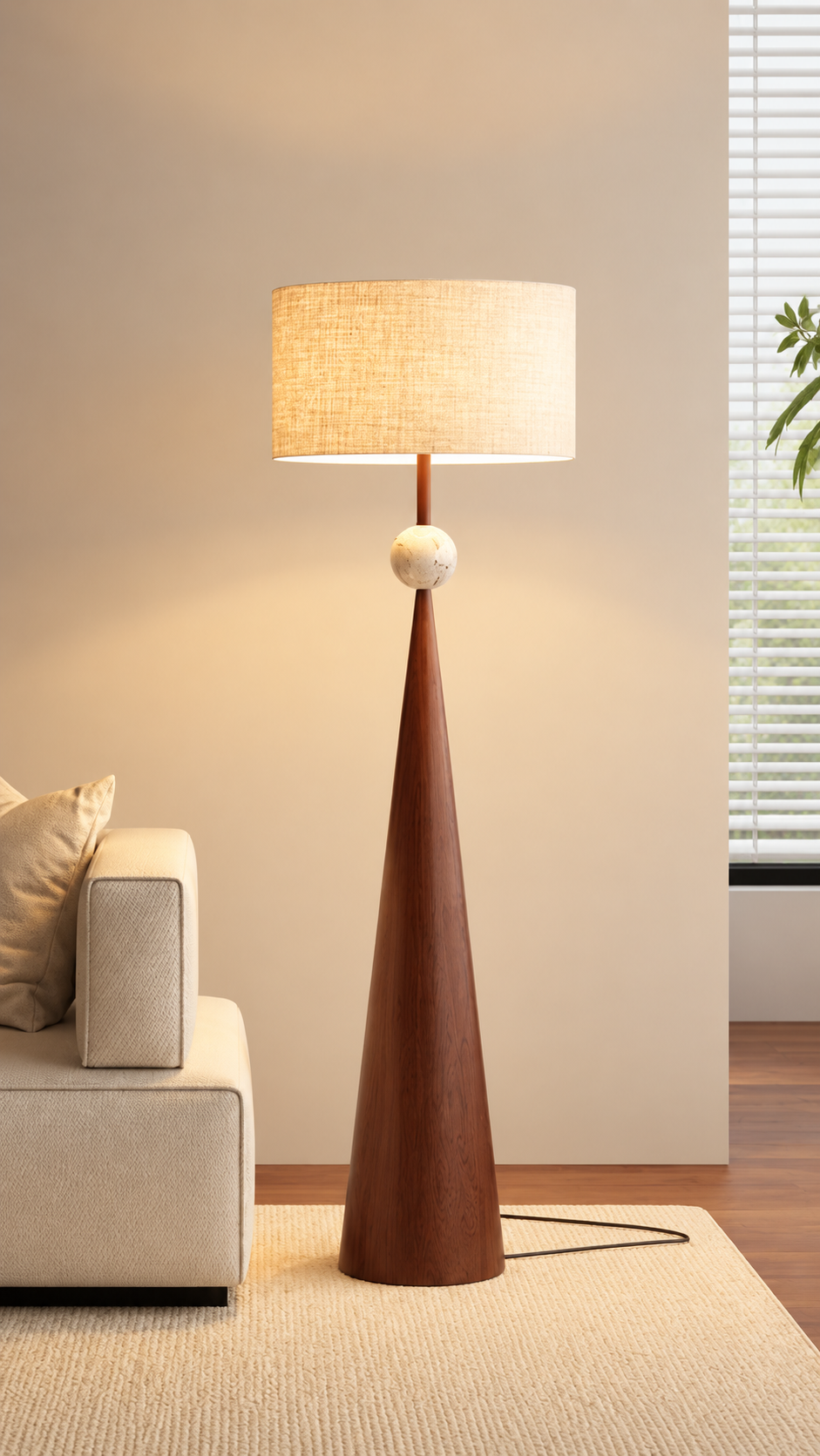 Golvlampa med tygskärm i japansk stil – bild 7