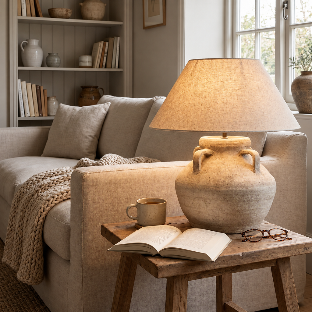 Handgjord Wabi-Sabi bordslampa i nordisk retrostil